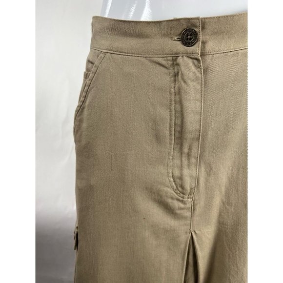 Original Ty Wear Womens A Line Skirt Khaki Tan Midi Pockets Petites 12P Vintage - Picture 6 of 12